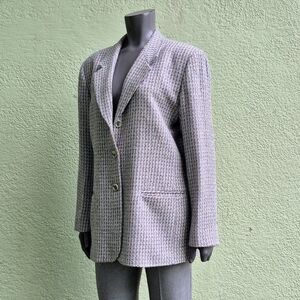 Austin Reed Ladies Elegant Wool/Cotton Blend Vintage Houndstooth Luxury Blazer